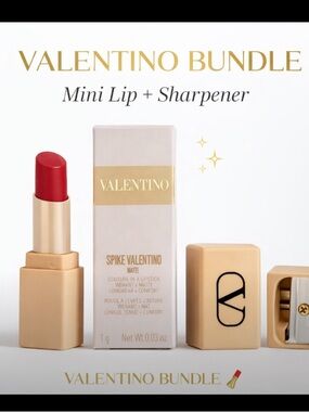Valentino Mini Matte Lipstick + Valentino Sharpener Bundle NEW w/ Box